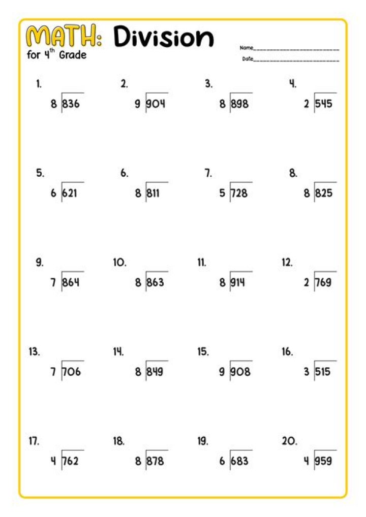 Free 4th Grade Division Worksheets PDF – Instant Download