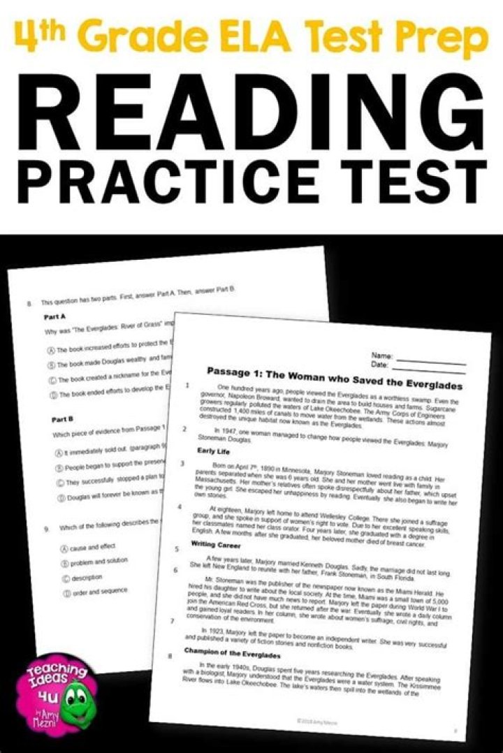 4th Grade ELA Practice Test PDF – Free Download