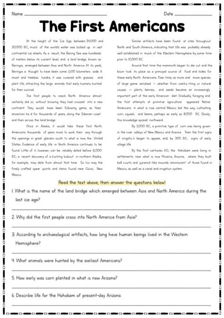 4th Grade History Worksheets PDF for Easy Classroom Use