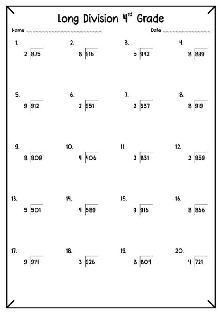 4th Grade Long Division Worksheet PDF – Free Printable Worksheets