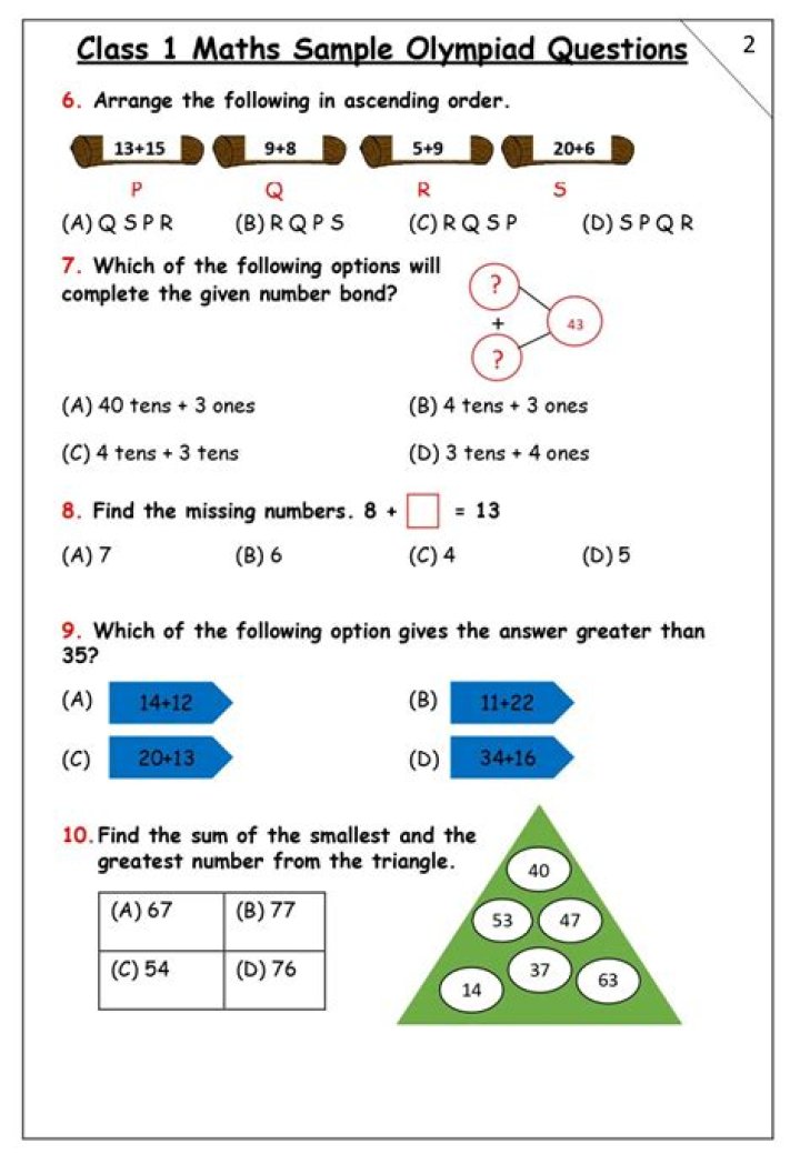 4th Grade Math Olympiad Questions PDF for Practice