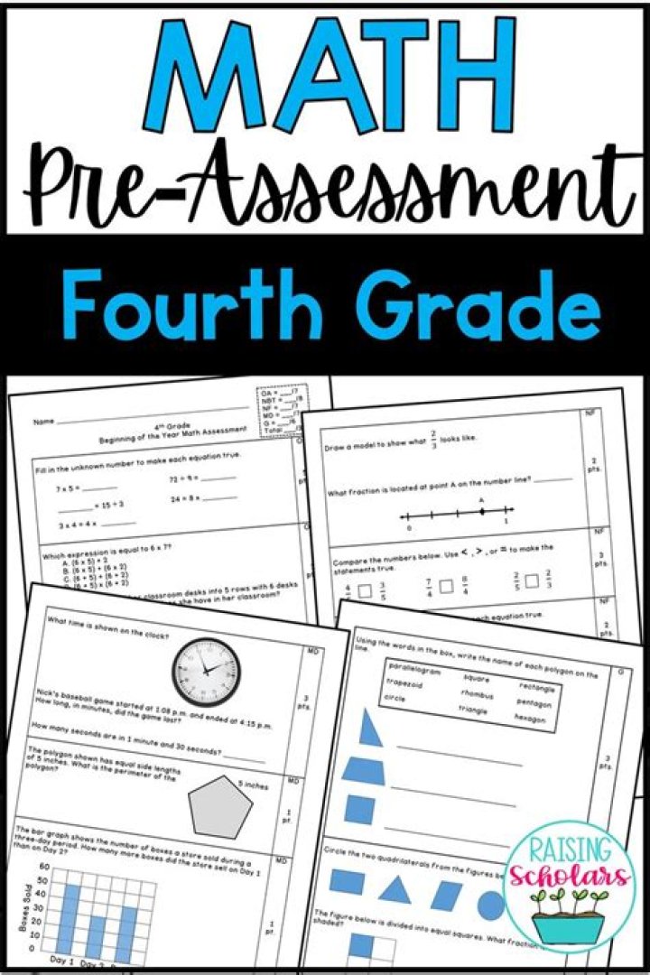 4th Grade Math Preassessment Test PDF – Free Download