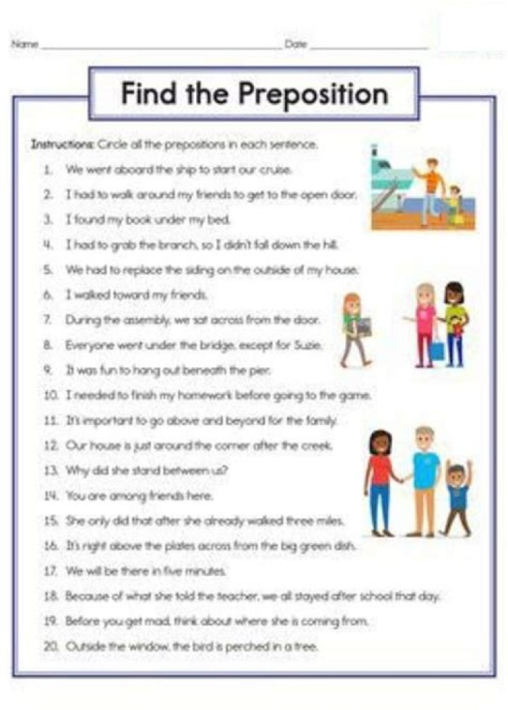 4th Grade Preposition Test PDF – Free Practice Worksheets
