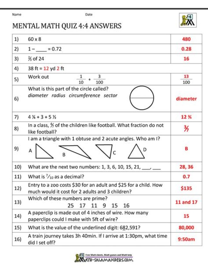 4th Grade Questions and Answers PDF – Free Practice Worksheets