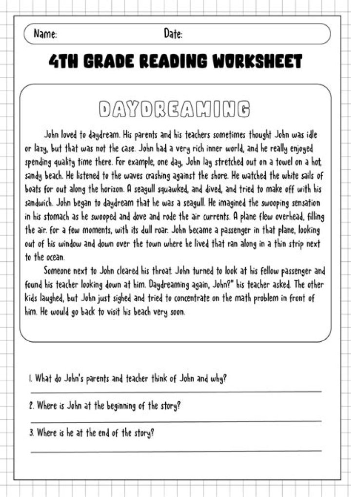 4th Grade Reading Practice Test PDF for Free Download