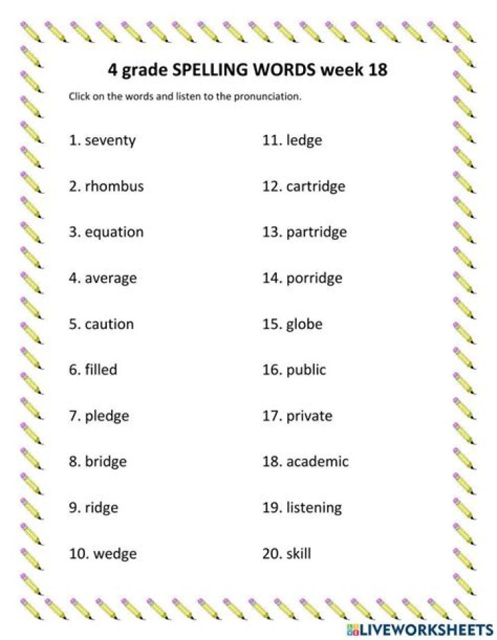 Free 4th Grade Spelling List PDF – Print & Practice