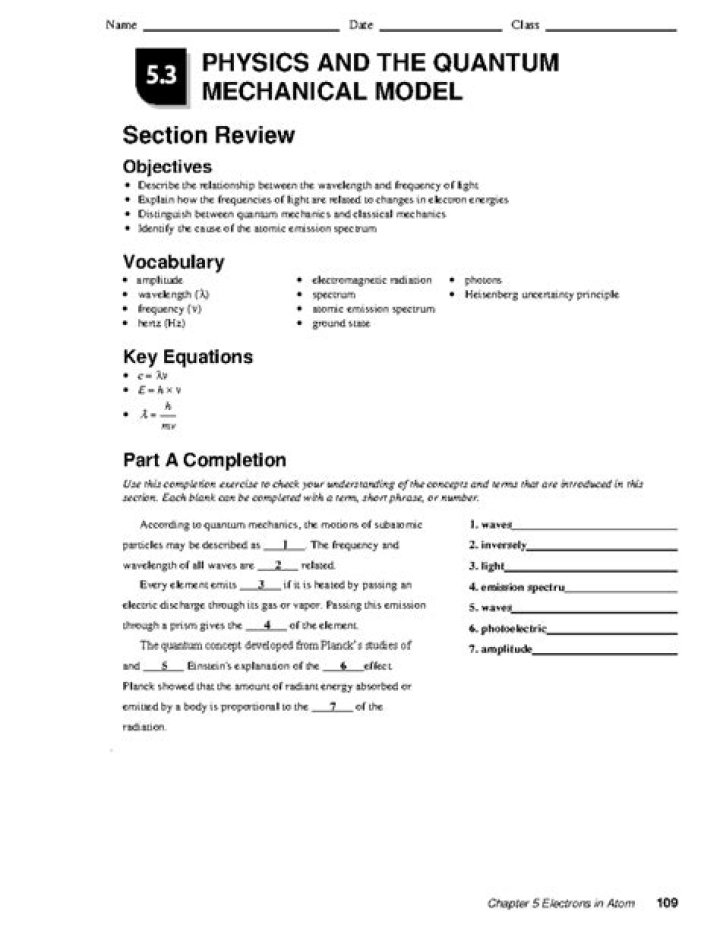 5.3 Physics and Quantum Mechanical Model Answers PDF: Clear Explanations