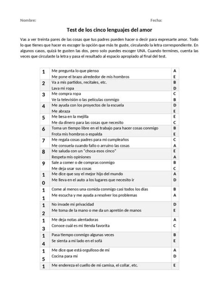 5 Lenguajes del Amor: Test PDF Gratis para Descubrir Tu Amor Ideal