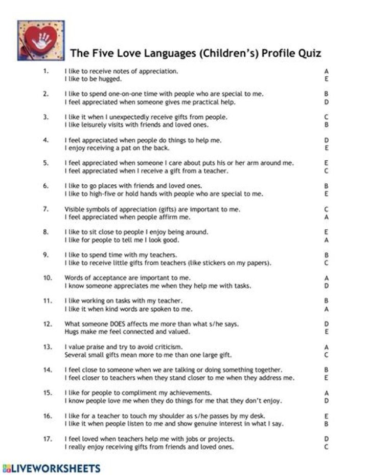 5 Love Language Test for Children PDF – Easy & Fun Emotional Check-In