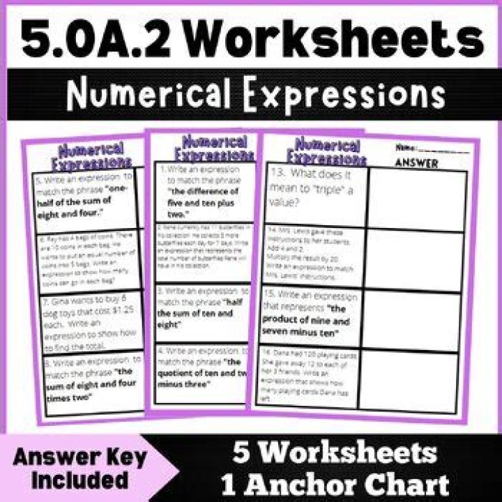 5.oa.2 Math Worksheets PDF for 5th Grade
