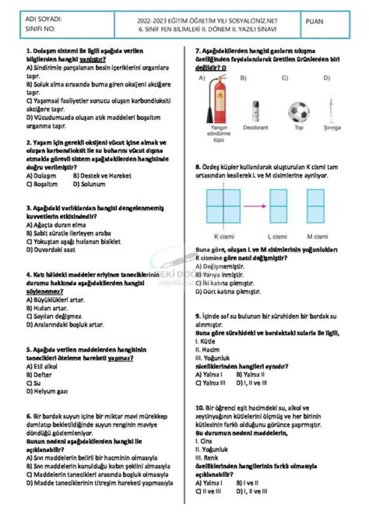 5.sÄ±nÄ±f Sosyal Bilgiler Yaprak Test PDF İndir Yeni MÜfredat