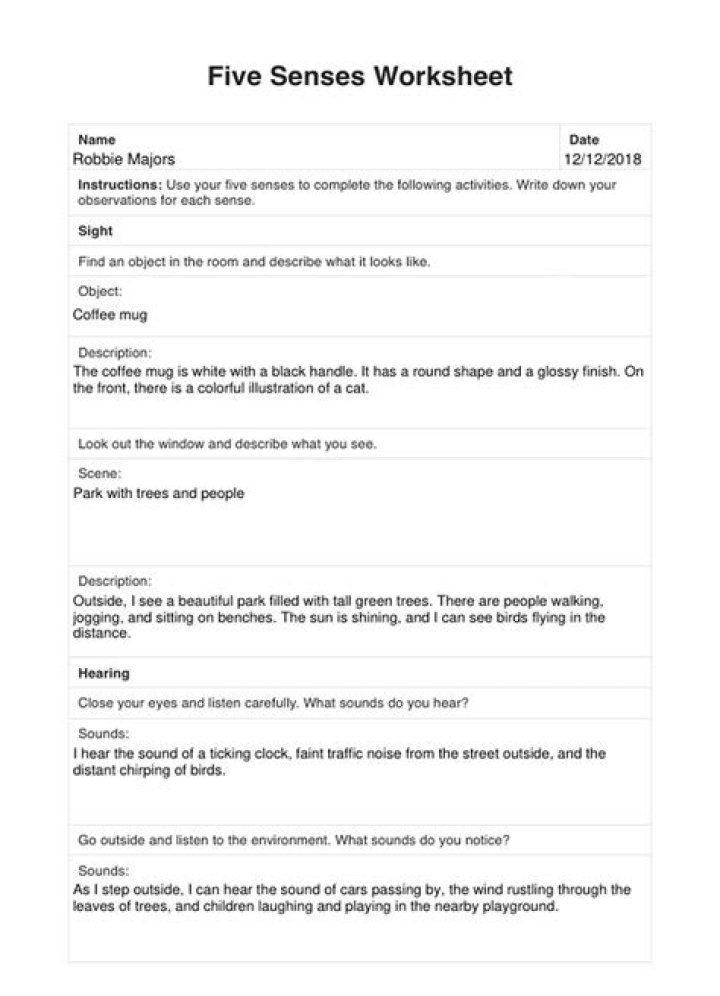 5 Senses Mindfulness Worksheet PDF – Free Download