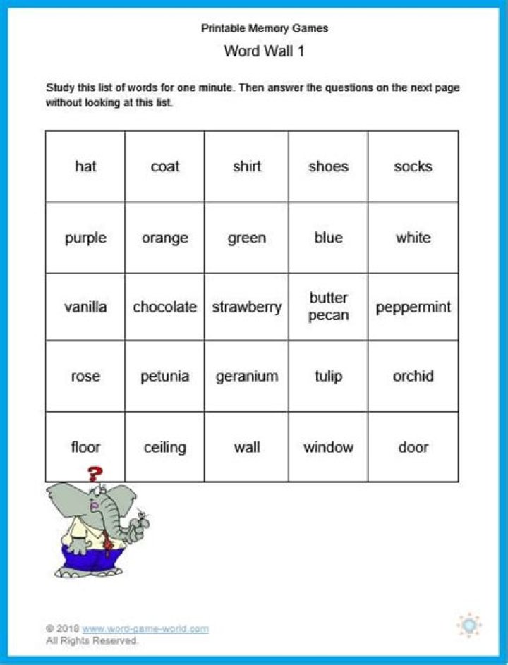 5 Word Memory Test Online Free PDF