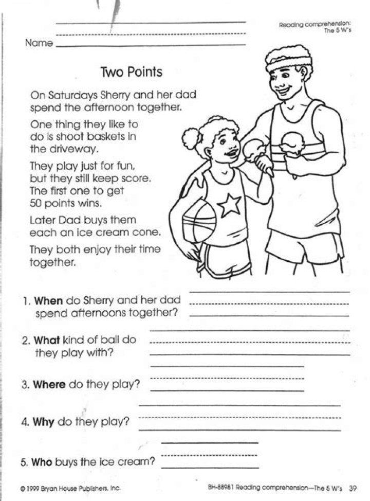 Free 5-Ws Reading Comprehension Worksheet PDF for Easy Learning