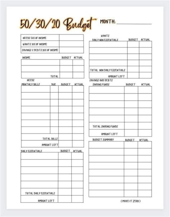 50 30 20 Budget Worksheet PDF: Track Your Finances Easily