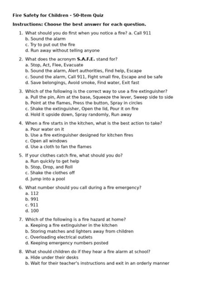 50 Fire Safety Questions and Answers PDF Free Download