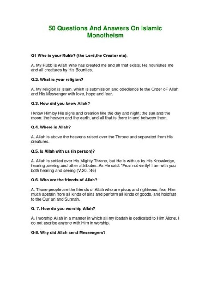 50 Questions & Answers on Islamic Monotheism PDF – Free Download
