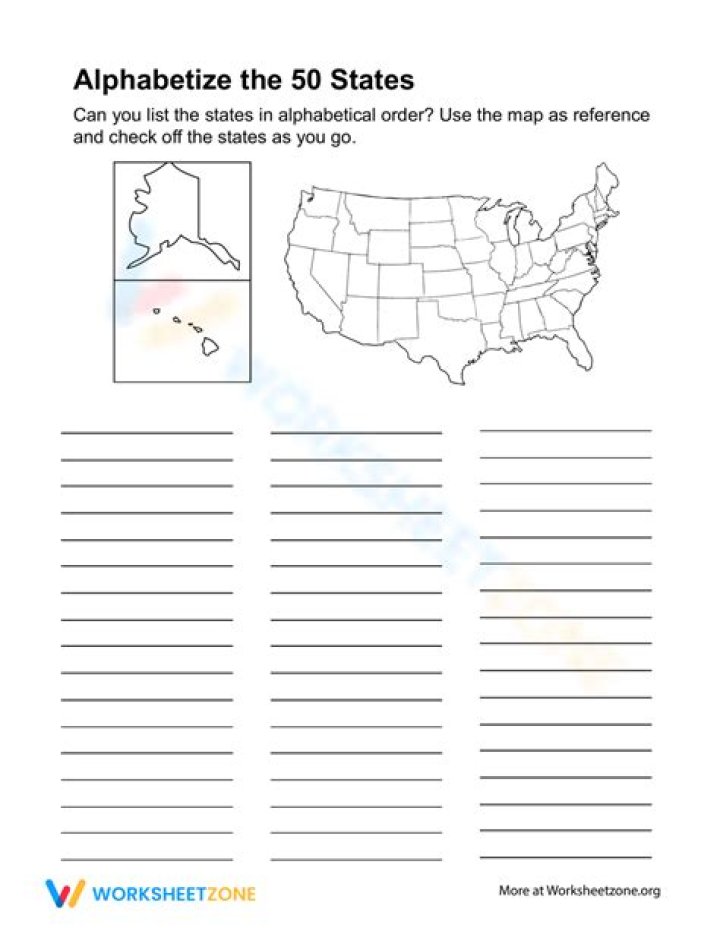 Free 50 States Worksheet PDF for Home School & Classroom Use