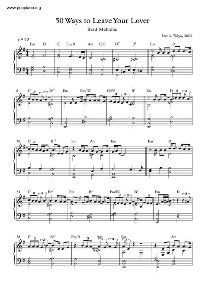 50 Ways to Leave Your Lover Sheet Music PDF