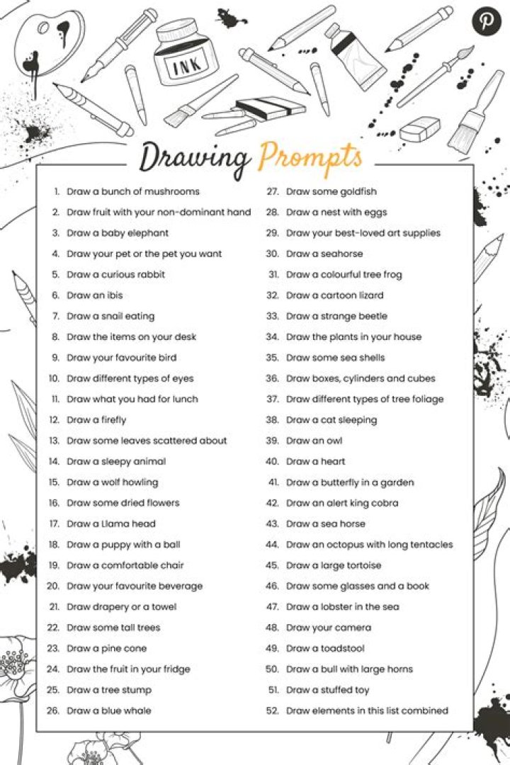 500 Drawing Prompts List PDF for Artists & Creatives