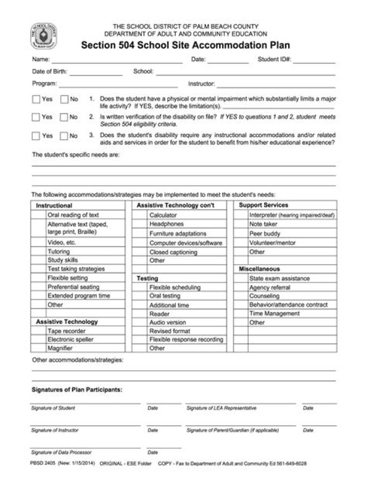 How to Fill Out a 504 Plan Form: PDF Template & Guide