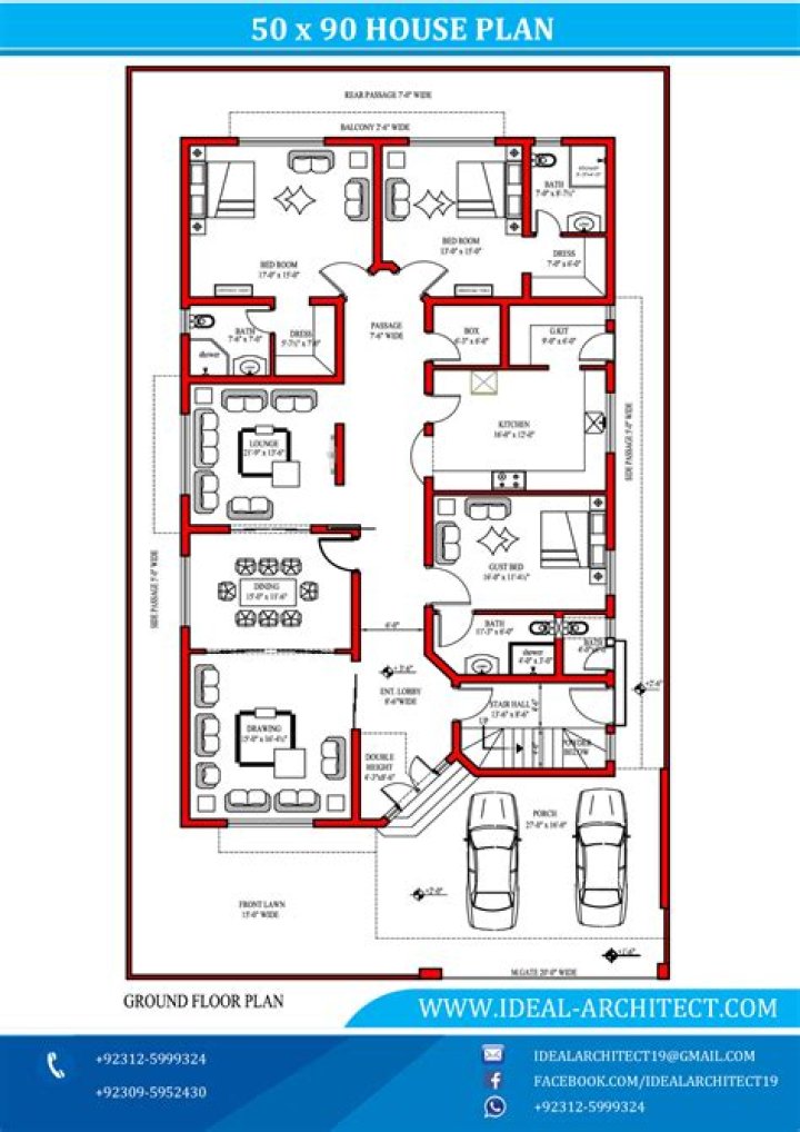 50x90 House Plan PDF for Smart Home Builders