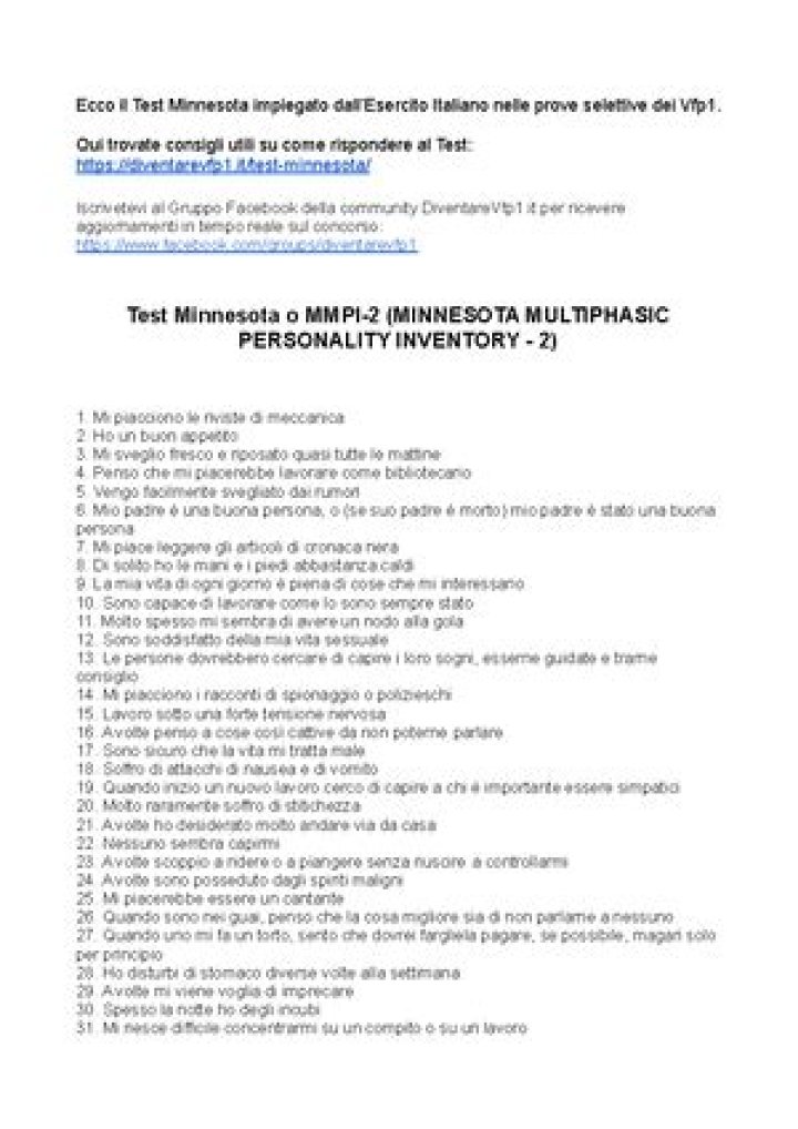 570 Domande Test Minnesota PDF: Scarica Gratis