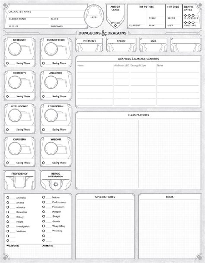 2024 D&D 5e Complete Character Sheet PDF – Free Download