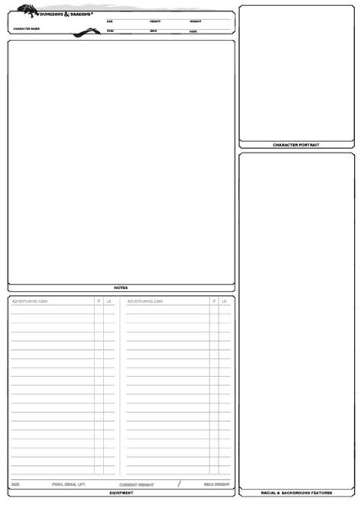5e Character Sheet PDF Form Fillable | Instant Download