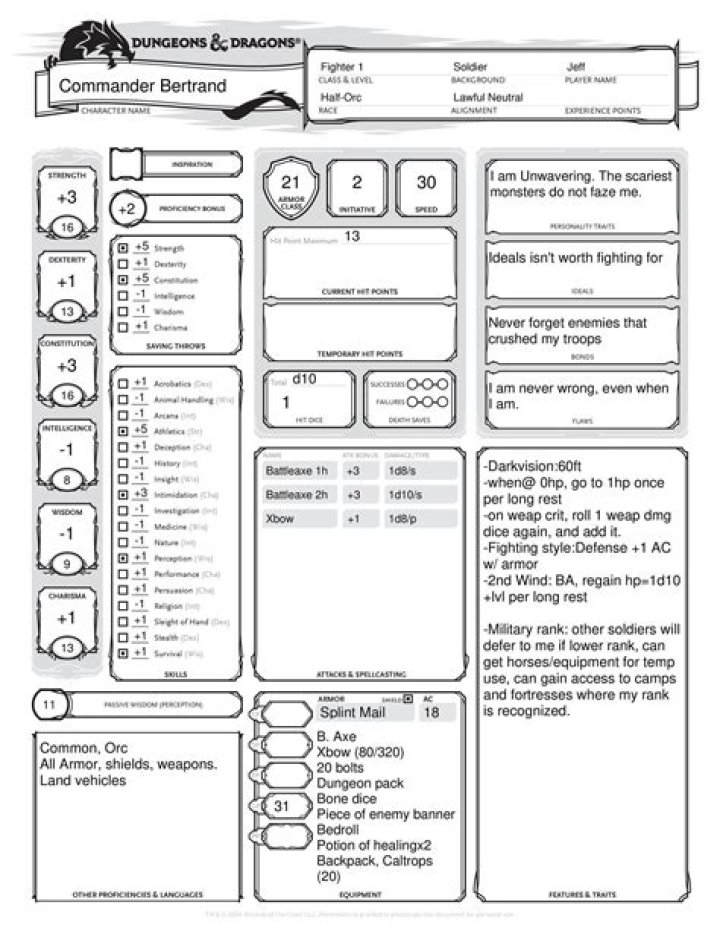 5e Character Sheets PDF – Free Printable Templates