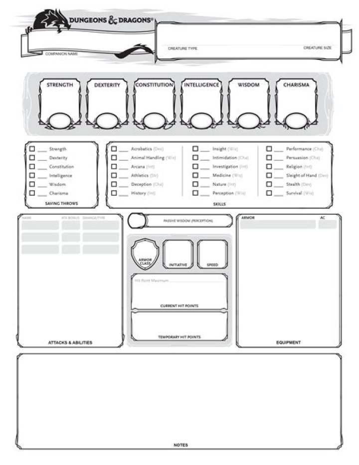 5e Companion Sheet PDF – Essential Guide for D&D 5E Players