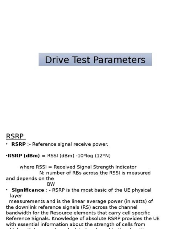 5G Drive Test Parameters PDF: Essential Test Guidelines