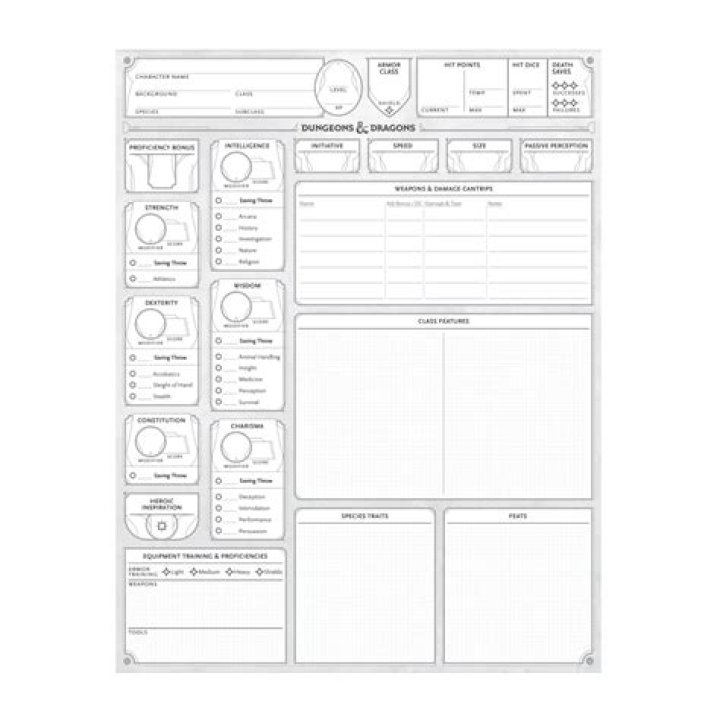5th Edition Character Sheet Fillable PDF – Download Now