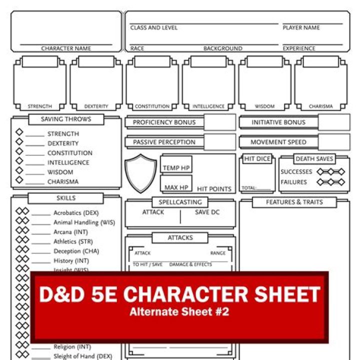 5th Edition PDF D&D Character Sheet – Instant Download