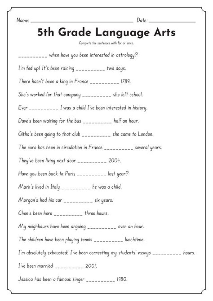5th Grade Comprehensive Language Arts Test PDF for Free Download