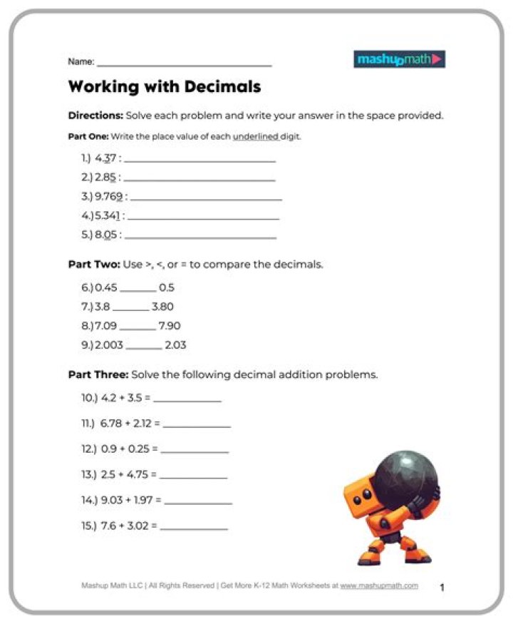 5th Grade Decimal Test PDF – Free Downloadable Worksheets