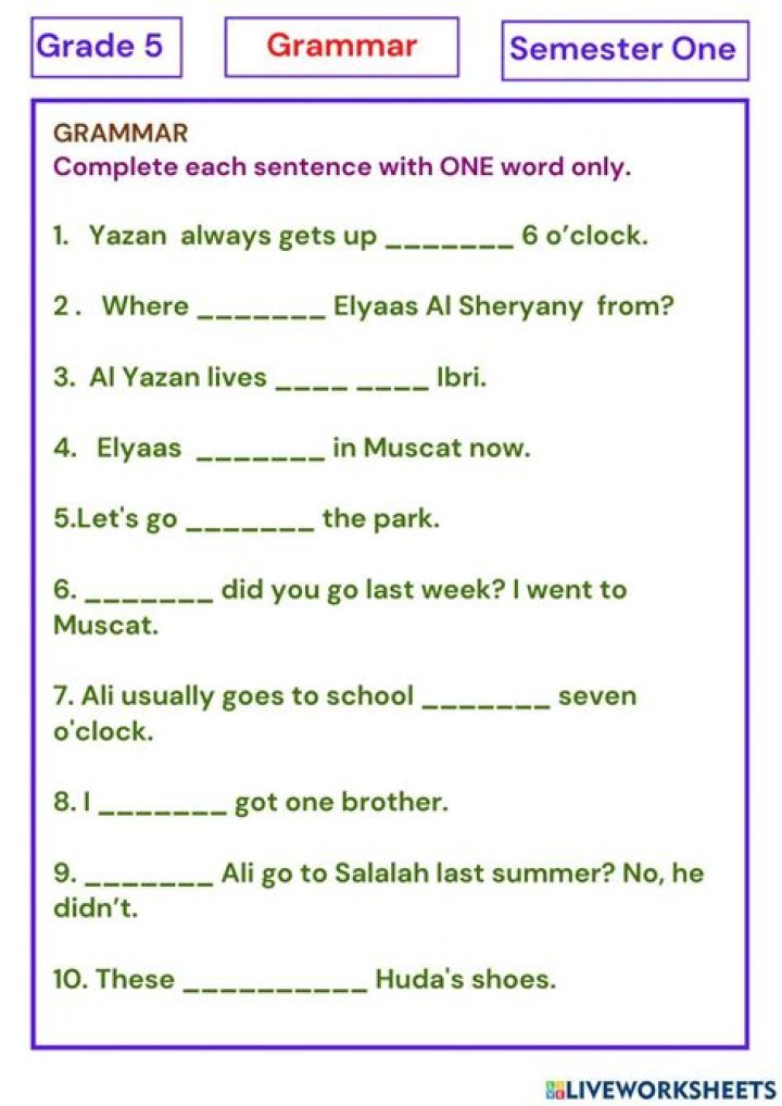5th Grade English Grammar Test PDF: Practice & Prepare