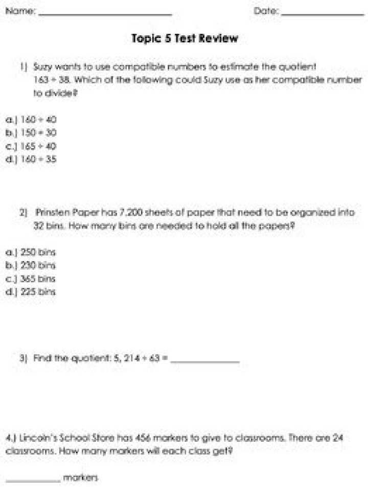 5th Grade Envision Math Pre-Test PDF – Practice & Prepare