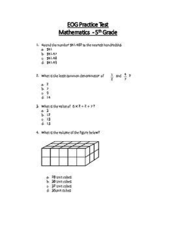 5th Grade EOG Practice Test PDF – Free Download