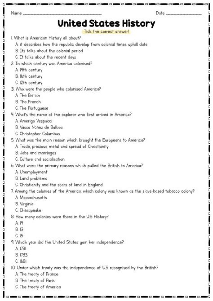 Free 5th Grade History Test PDF – Practice & Prepare