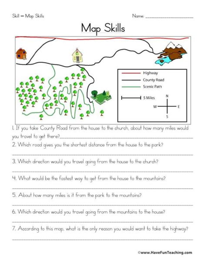 5th Grade Map Skills Worksheets PDF – Printable Math Practice