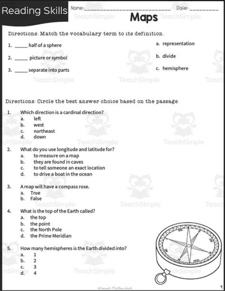 5th Grade Map Test PDF – Download Free Practice Worksheets