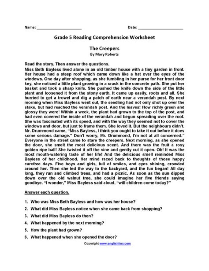 Free 5th Grade Reading Worksheets PDF – Download Instant Practice