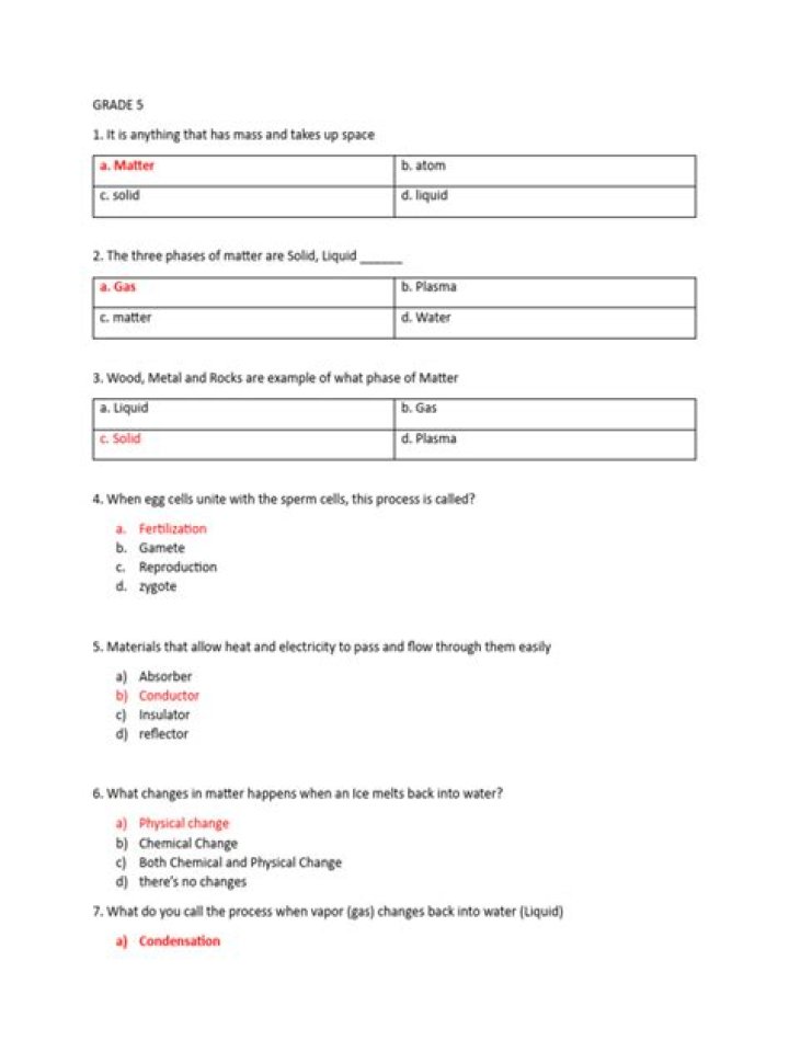 5th Grade Science Practice Test with Answers PDF – Instant Download