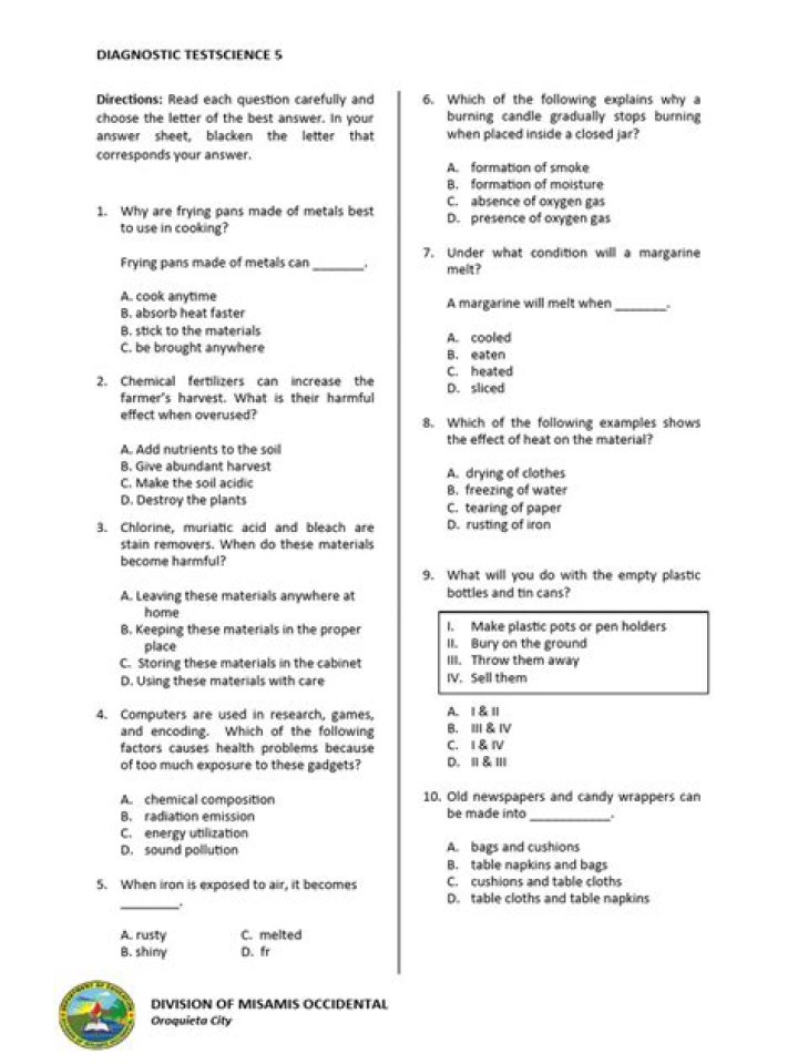 Free 5th Grade Science Questions PDF for Classroom & Home Use