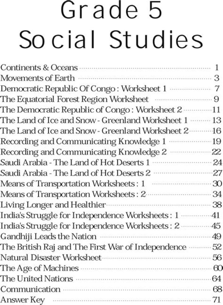 5th Grade Social Studies Questions & Answers PDF – Practice Tests & Answers