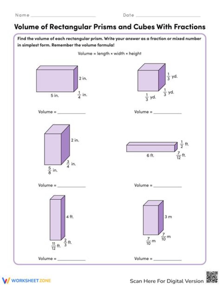 5th Grade Volume of Rectangular Prism Worksheet PDF – Instant Practice & Answers