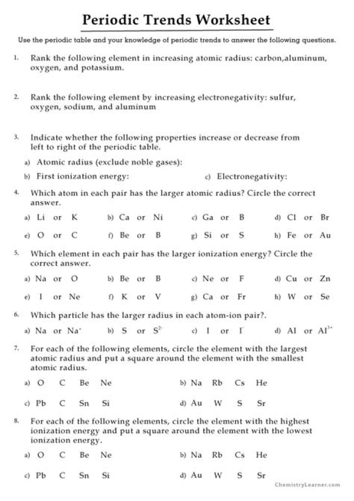 6.3 Periodic Trends Answer Key PDF – Perfect for Exam Prep