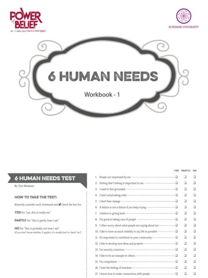 6 Human Needs Test PDF – Evaluate Your Core Needs Today