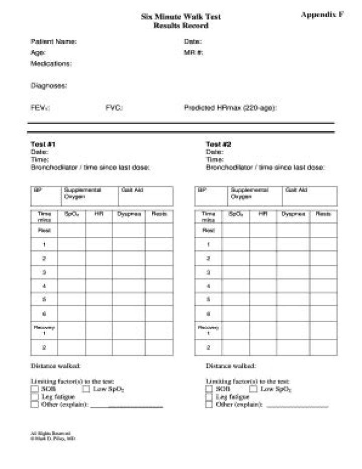 6-Minute Walk Test Score Sheet PDF: Download Sample Report